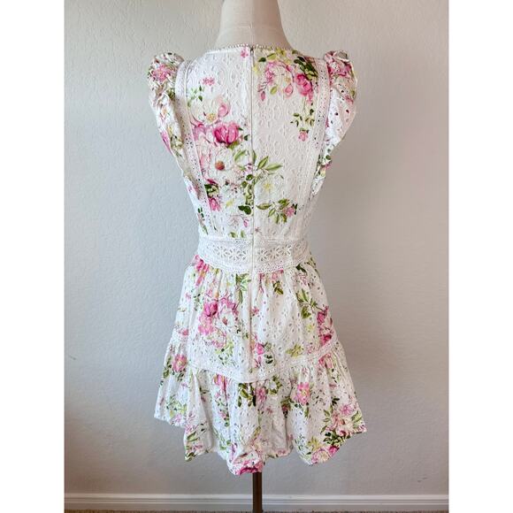 Ever New White Floral Print Broderie Anglaise Fit & Flare Dress Easter size 4 - Picture 3 of 11